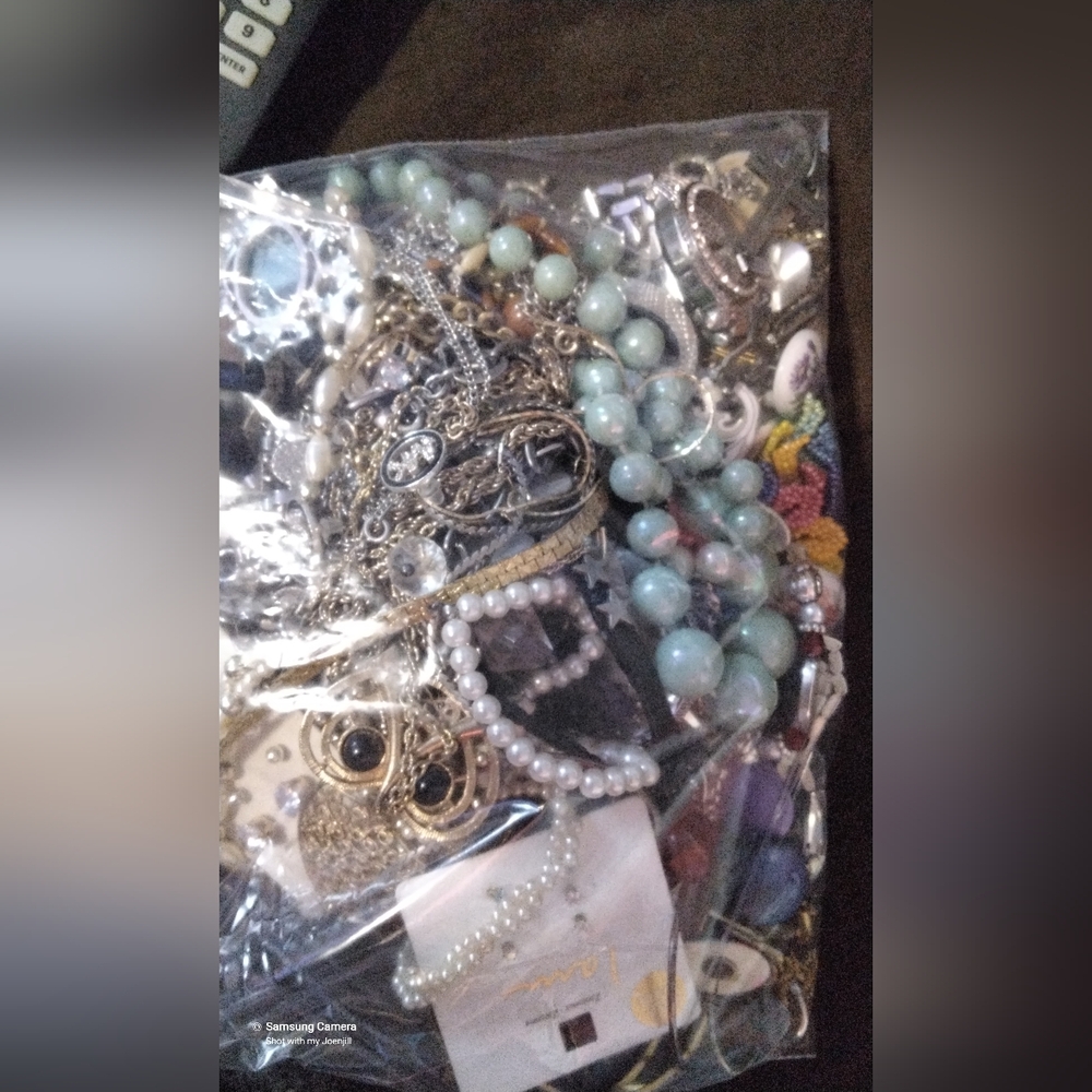 About 4Lbs of tangled miscellaneous jewelry, fine, costume, watches and more